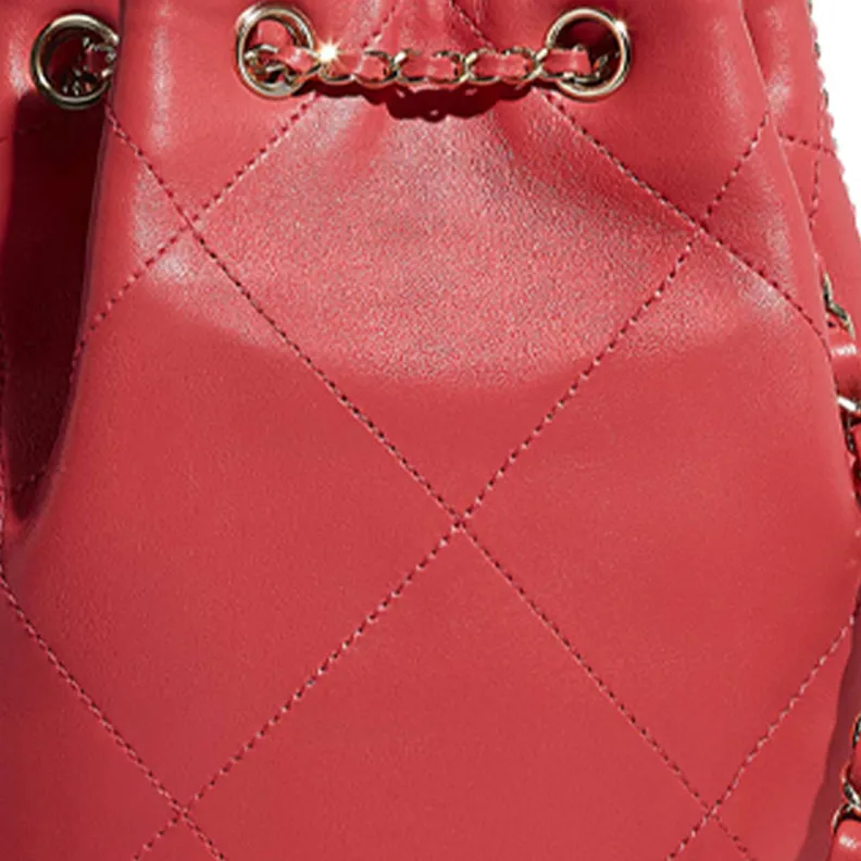 CHANEL Drawstring Lambskin & Metal Portable Crossbody Bag, Shoulder Bag Women's Red-4