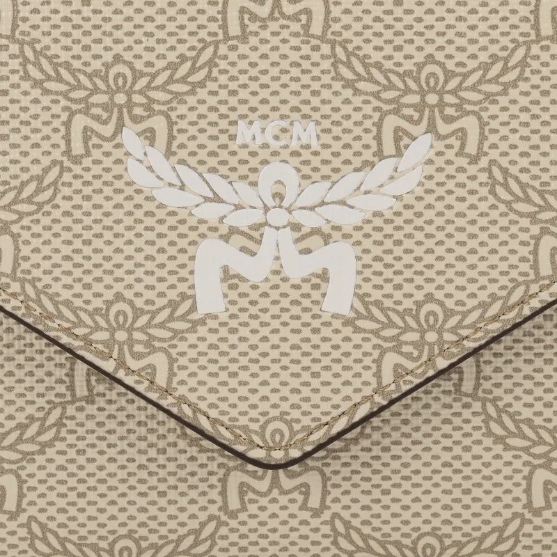 MCM Coated Canvas Crossbody Wallets Large Size Women's Beige-4