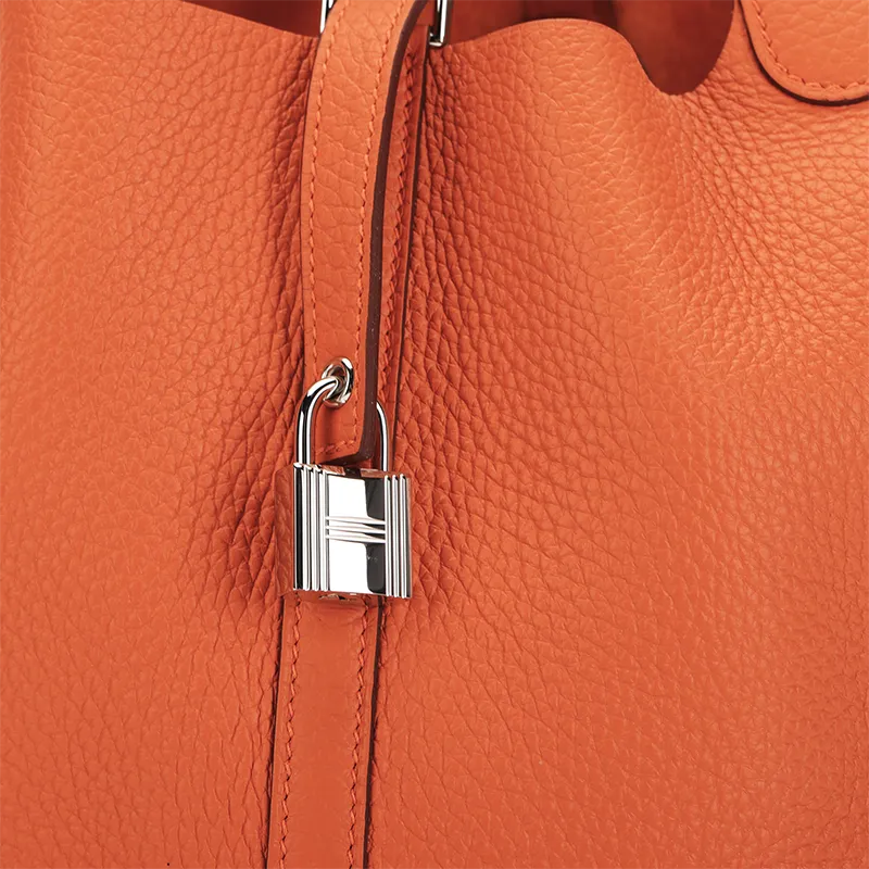HERMES Picotin Lock Clemence Calfskin Basket Bag, Bucket Bag, Handbag Women's 93 Orange-4