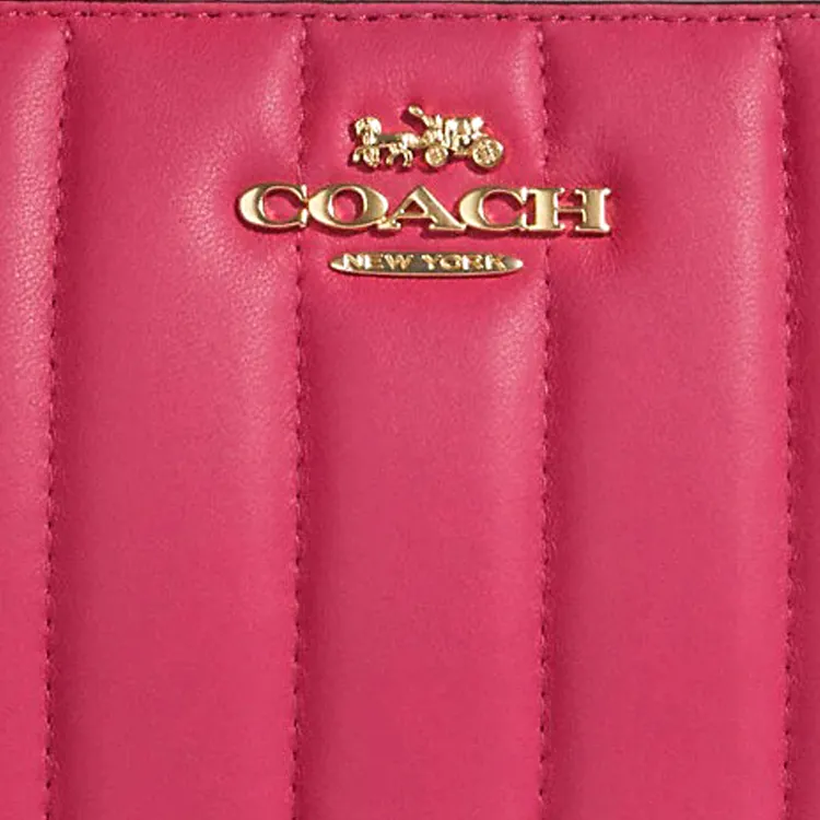 COACH Leather Mahjong Shoulder Bag Clutch Small Size Women's Pink-4