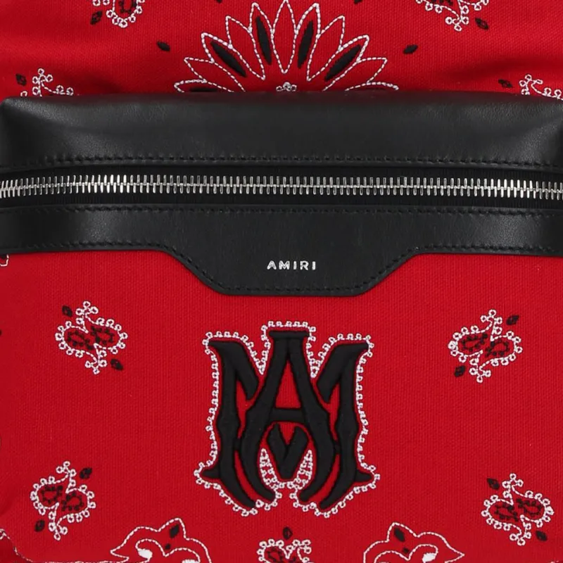 AMIRI Cotton With Calfskin Backpack Men's Red-4