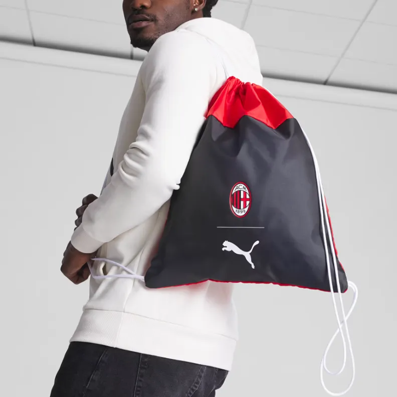PUMA Nylon Backpack Gym Bag Small Size Men's Black & Red-4