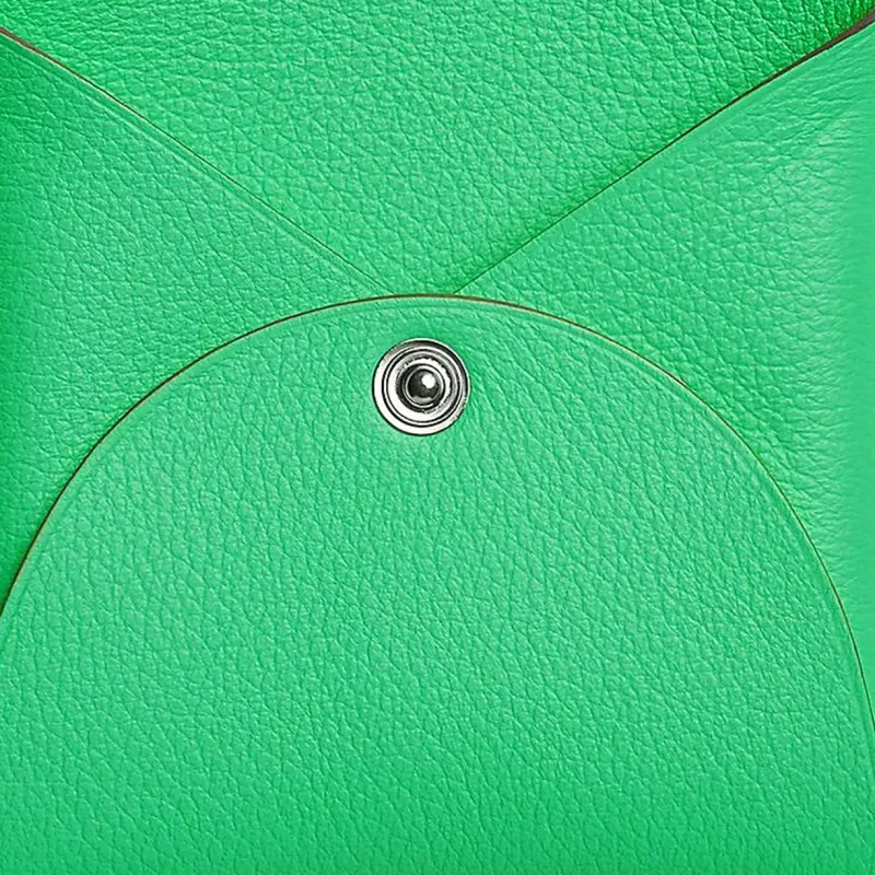 HERMES Bastia Epsom Calfskin Coin Purses Wallets Women's Comic Green-4