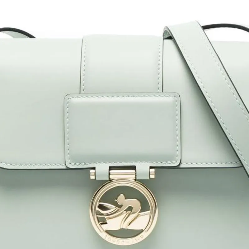 LONGCHAMP BOX TROT Calfskin Small Square Bag Shoulder Bag, Crossbody Bag Small Size Women's Green Gray-2