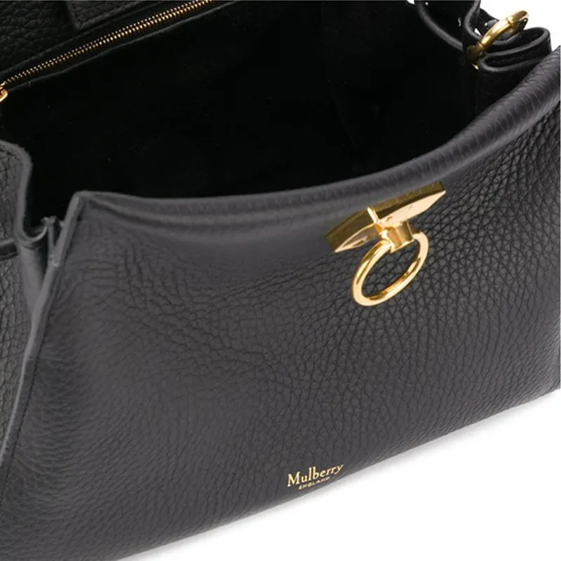 Mulberry Coarse Grain Leather One Shoulder Handbag Regular Women's Black-3