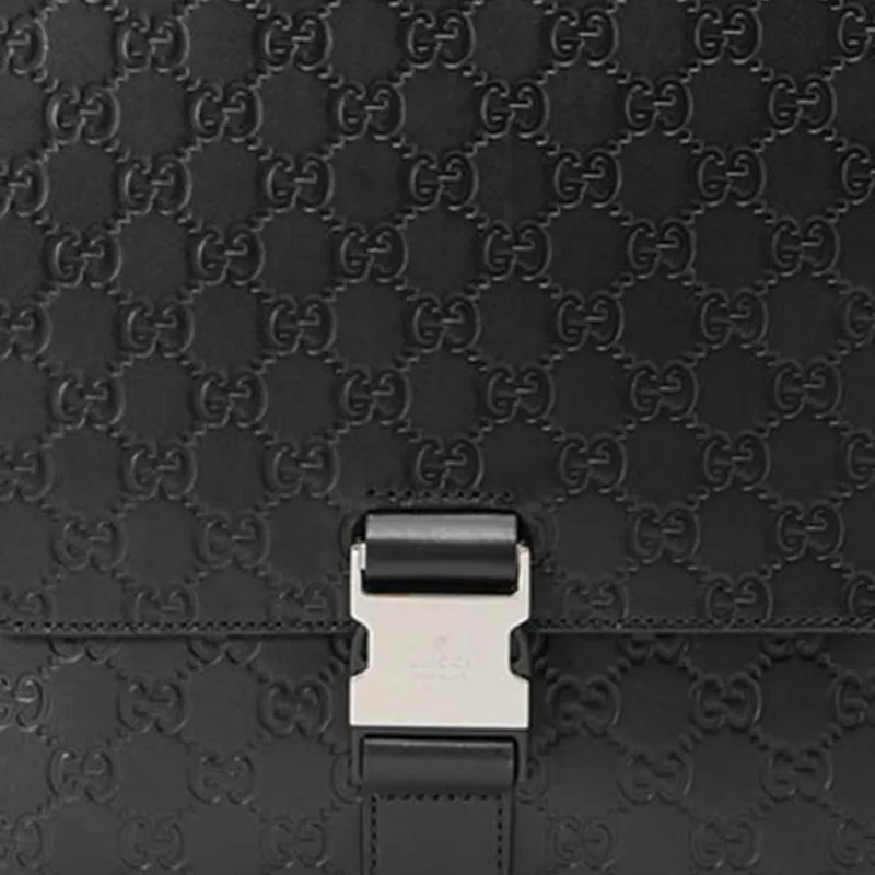 GUCCI Leather Messenger Bag, Shoulder Bag Men's Black-3