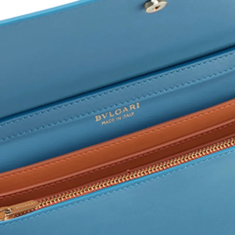 BVLGARI Bvlgari Logo Calfskin Wallets Shoulder Bag Crossbody Bag Women's Sapphire Blue-3