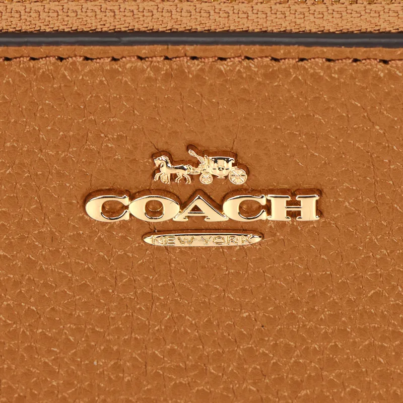 COACH Leather Clutch Small Size Women's White & Brown-4