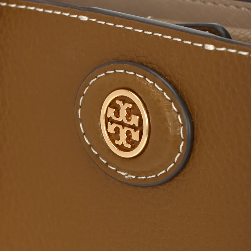 TORY BURCH Robinson Litchi Grain Leather Briefcase Shoulder Bag Crossbody Bag Handbag Small Size Women's Brown-4