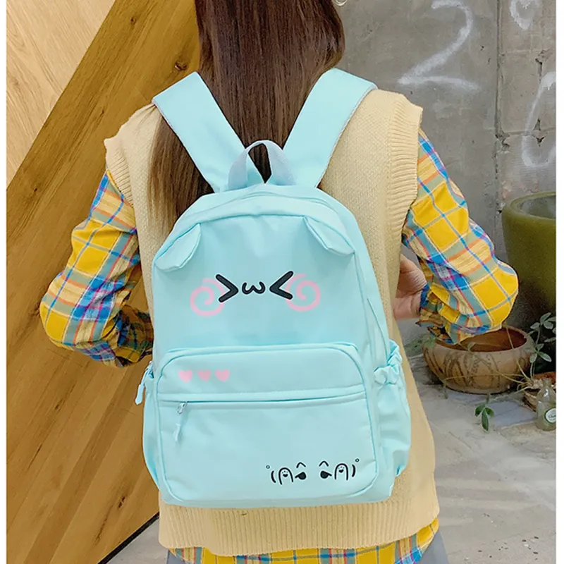 SUN EARTH &U Nylon Fabric Backpack Women's Blue-3