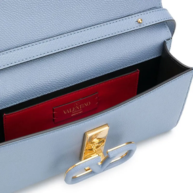 Valentino Cow Leather Shoulder Bag Women's Sky Blue-2