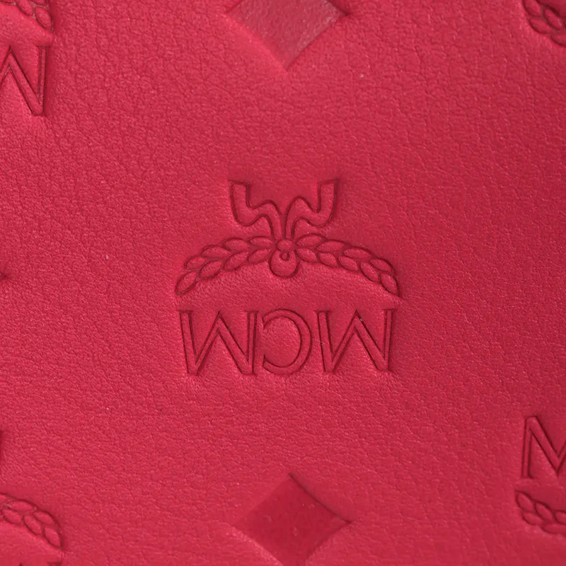 MCM Leather, Cow Leather Handbag, Crossbody Bag, Shoulder Bag Medium Size Women's Red-4