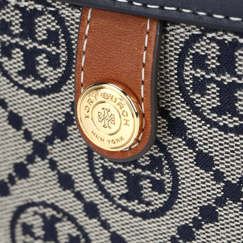 TORY BURCH T Monogram Fabric One Shoulder Handbag Regular Women's Marine Blue-4