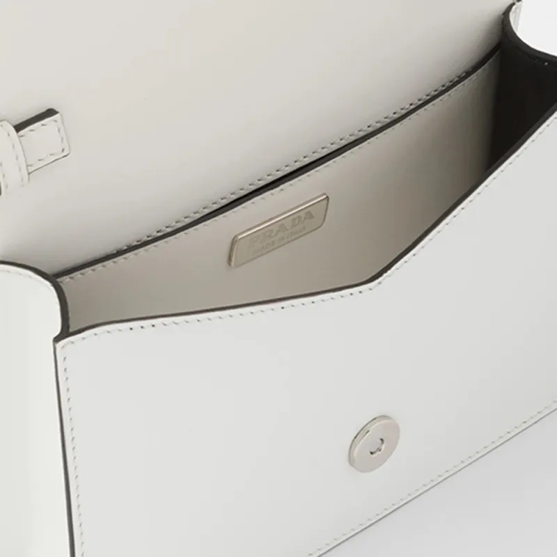 PRADA Leather Handbag, Shoulder Bag, Crossbody Bag Large Size Women's White-2
