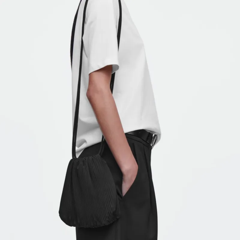 COS Polyester Shoulder Bag, Crossbody Bag Medium Size Women's Black-2