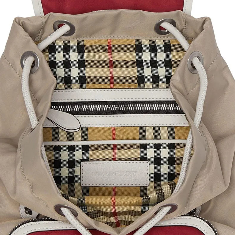 Burberry Polyamide And Leather Backpack Women's Red-4