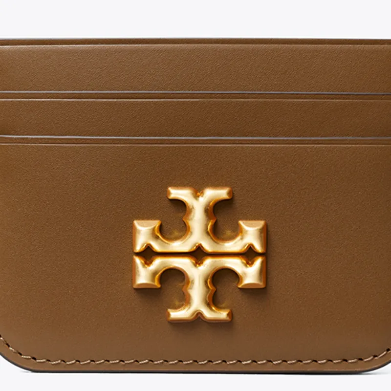 TORY BURCH Eleanor Leather Card Holder Unisex Camel Deer Brown-4