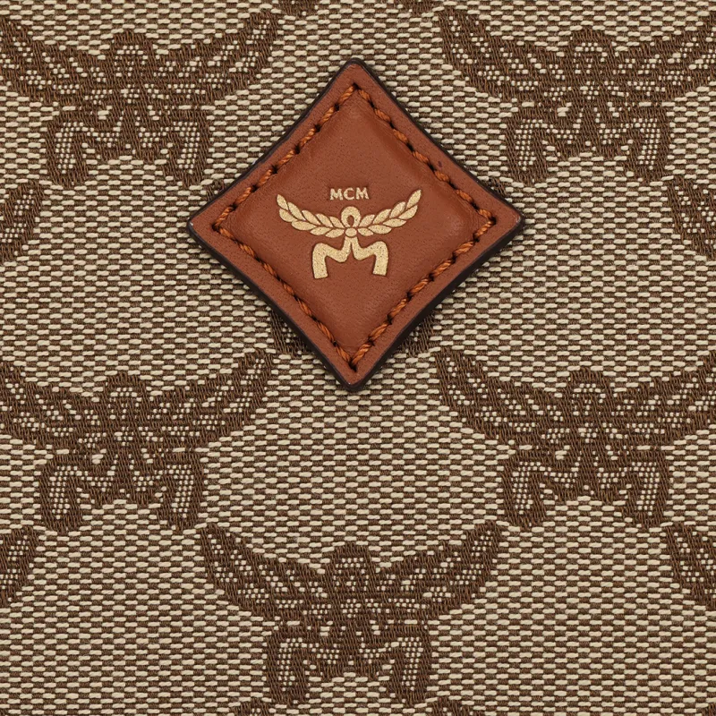 MCM Aren Jacquard Shoulder Bag Shoulder Bag Small Size Women's Beige-7