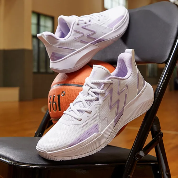 361° Big3 Team Cushioned Wear Resistant Breathable Low Top Basketball Shoes Men's White Purple-5