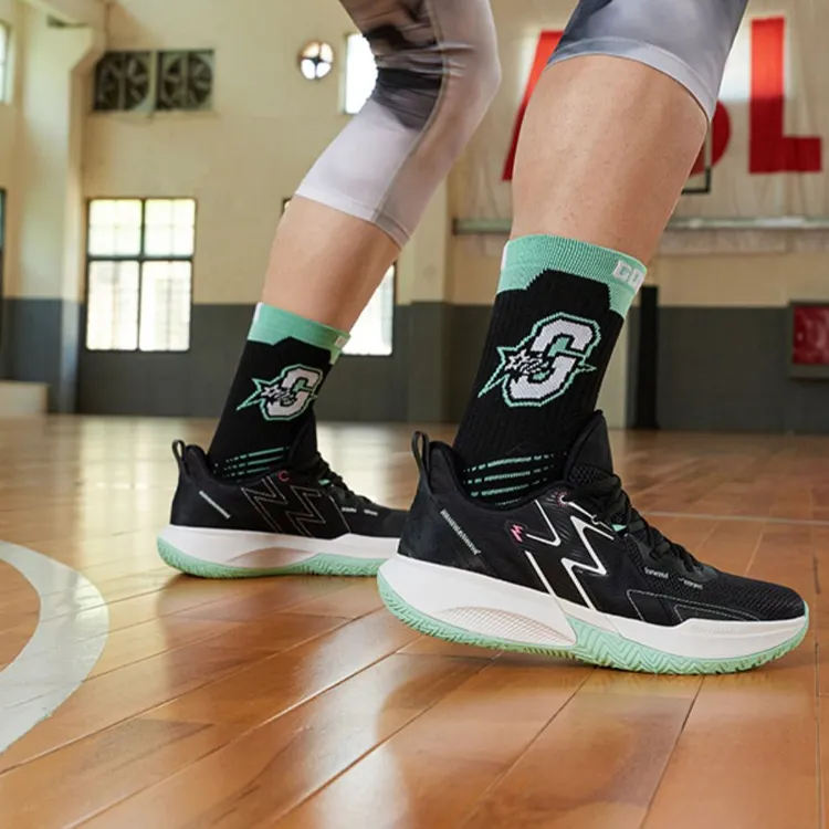 361° Big3 Team Cushioned Slip Resistant Breathable Low Top Basketball Shoes Men's Black White Cyan-10