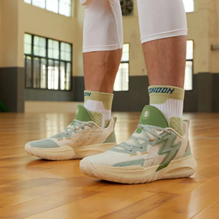 361° Big3 Team Cushioning Anti Slip And Wear Resistant Low Top Basketball Shoes Men's Beige Green-5