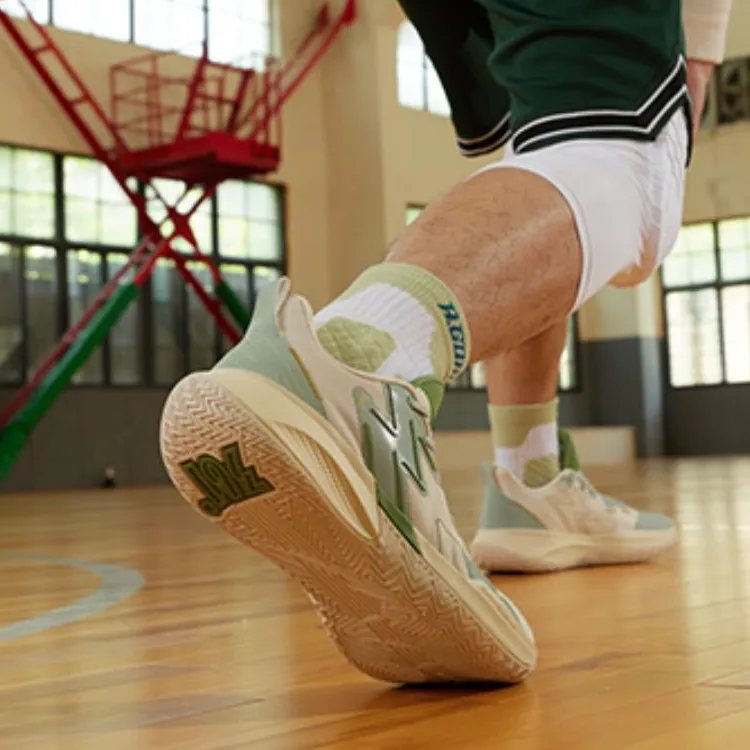 361° Big3 Team Cushioning Anti Slip And Wear Resistant Low Top Basketball Shoes Men's Beige Green-8
