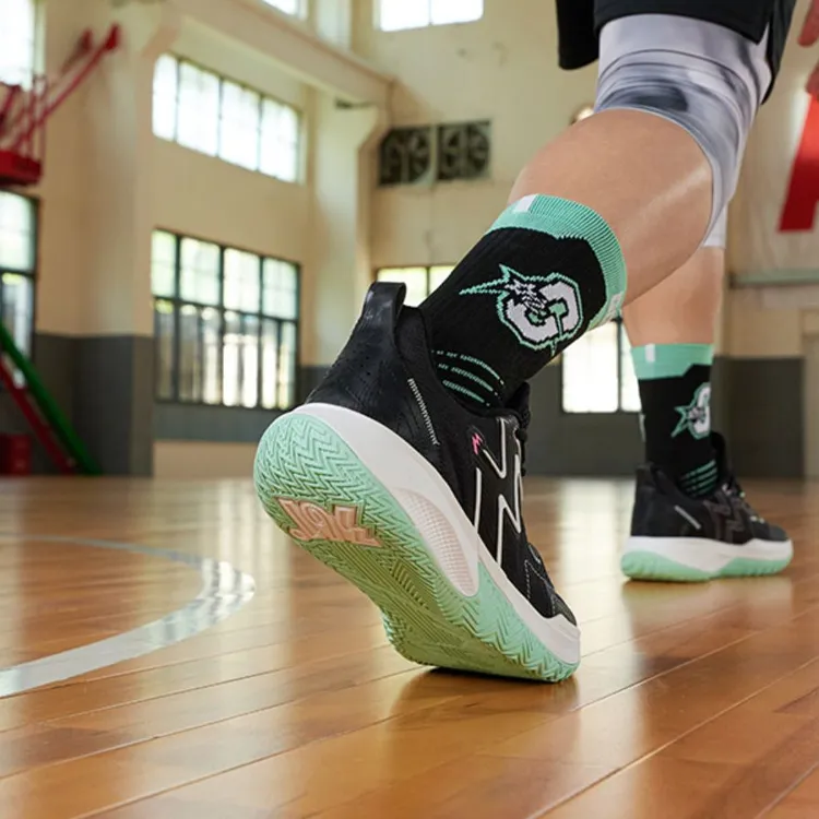 361° Big3 Team Cushioned Slip Resistant Breathable Low Top Basketball Shoes Men's Black White Cyan-9