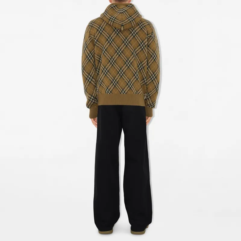 Burberry Checked Drawstring Knitted Hoodie-2