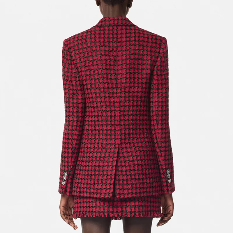 VERSACE Check Pattern Single Breasted Blazer-2