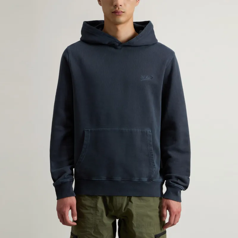 WOOLRICH Garment Dyed Logo Embroidered Hoodie-3