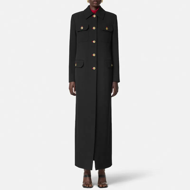 VERSACE Gabardine Long Uniform Coat-1