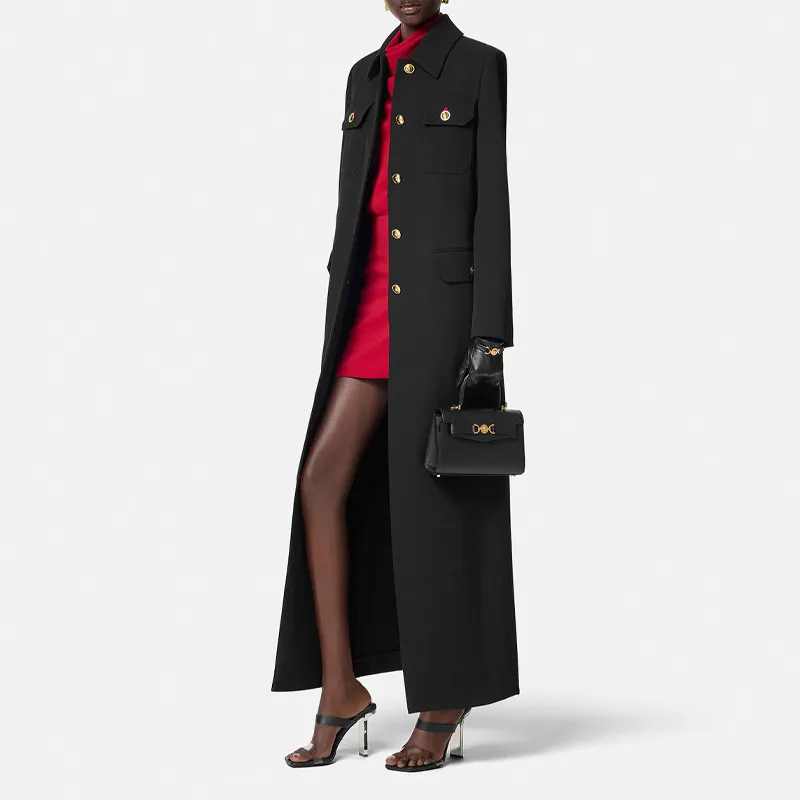 VERSACE Gabardine Long Uniform Coat-2
