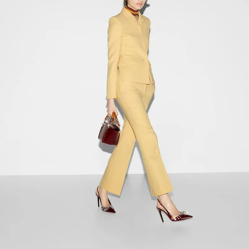 GUCCI Wool Crepe Trousers 'Cream'-3