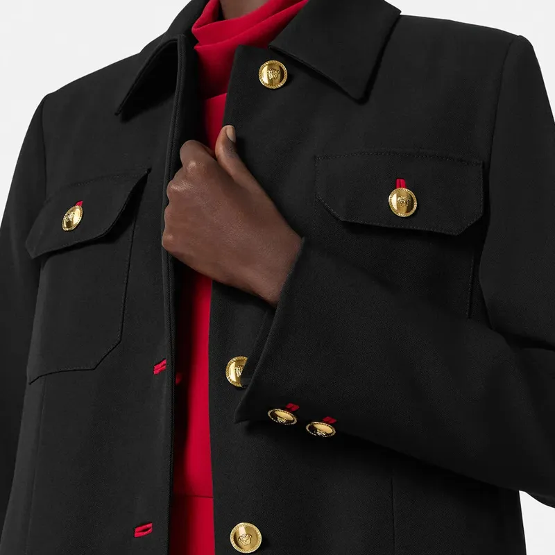 VERSACE Gabardine Long Uniform Coat-4