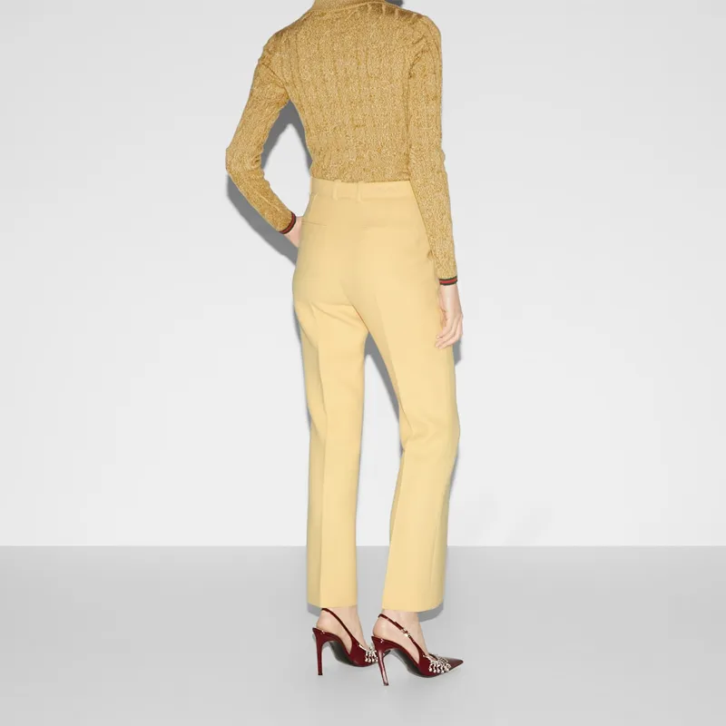 GUCCI Wool Crepe Trousers 'Cream'-2