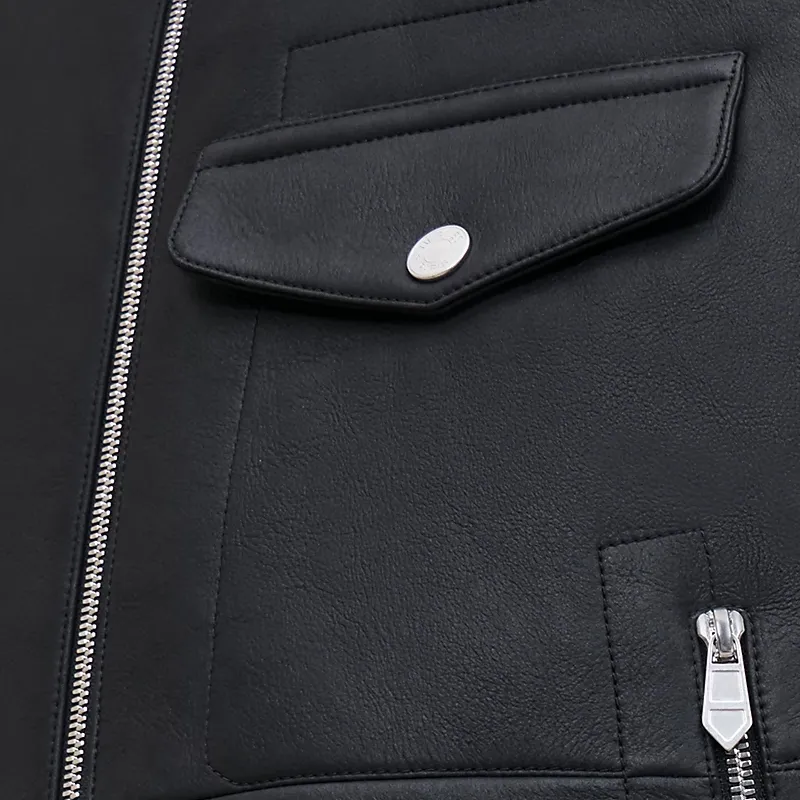 HERMES FW24 Leather Jacket Men's Black-4