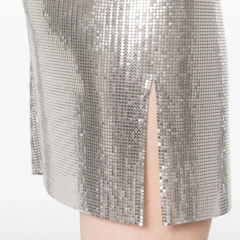 Rabanne Mesh Mini Skirt 'Silver'-5