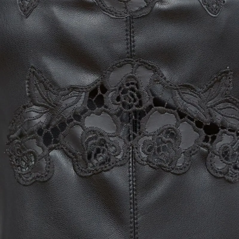 Fleur Du Mal Vegan leather Guipure Mini Dress-1