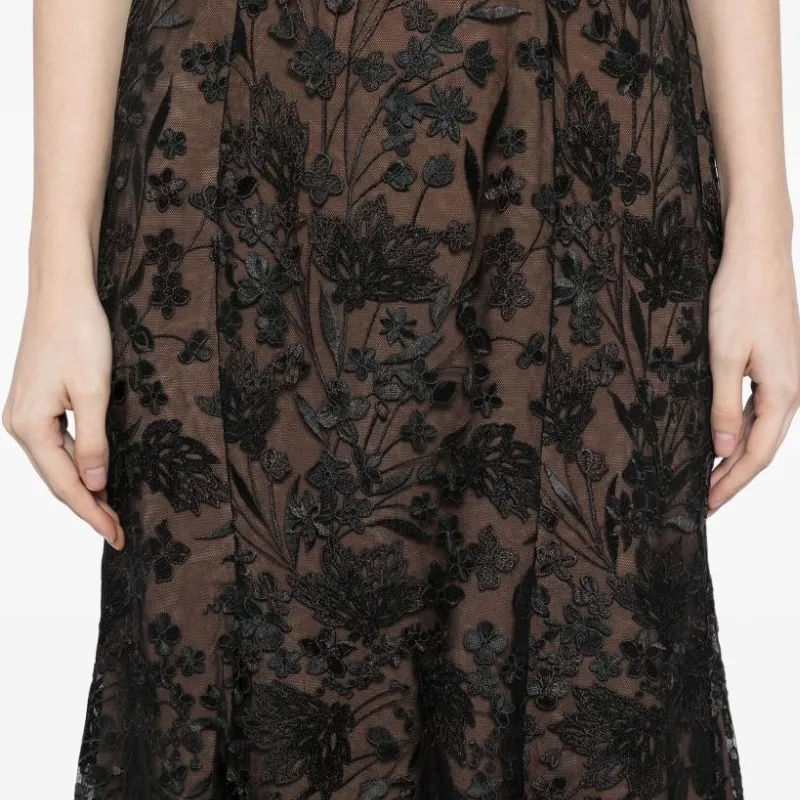 Marchesa Notte Floral Embroidery Midi Dress-4
