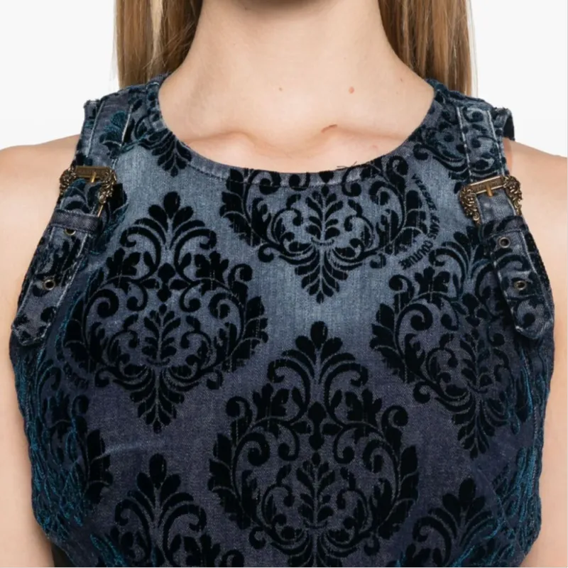 VERSACE JEANS COUTURE Flocked detail Denim Top-4