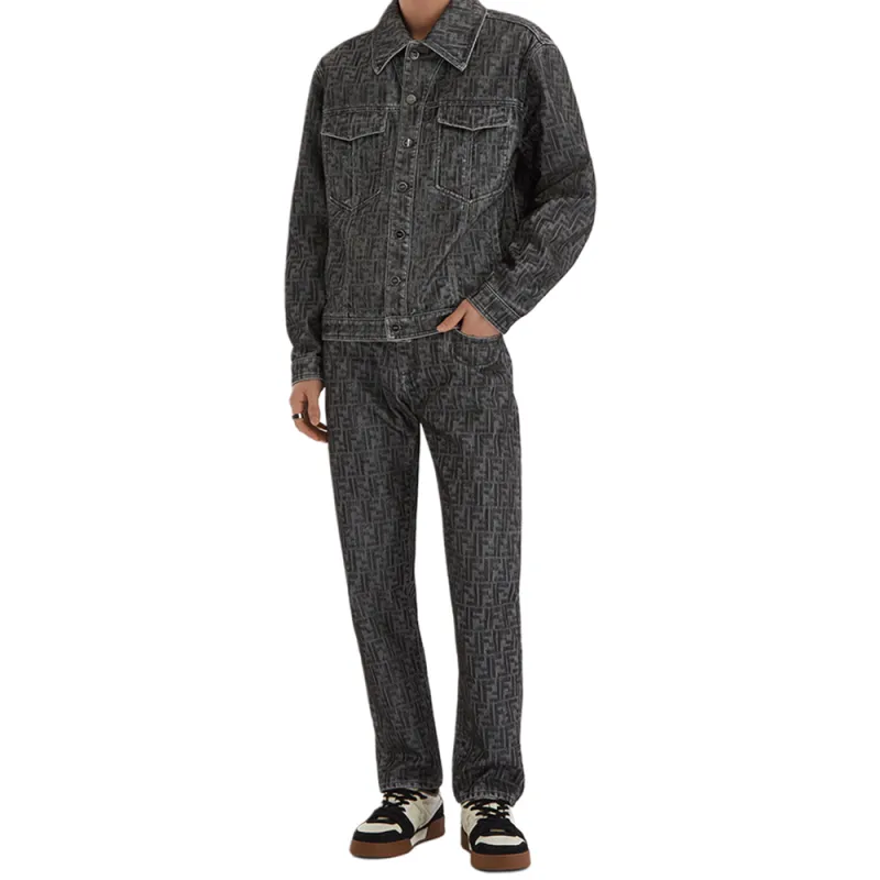 FENDI Ff Jacquard Straight Leg Jeans-2