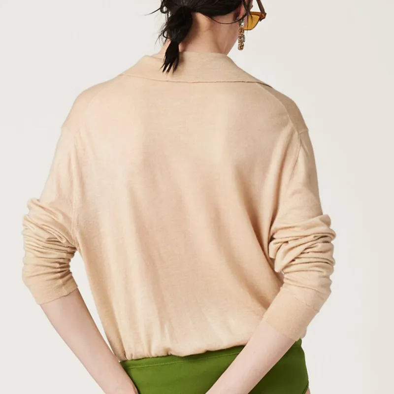MIU MIU Long Sleeved Knitted Polo Shirt-4