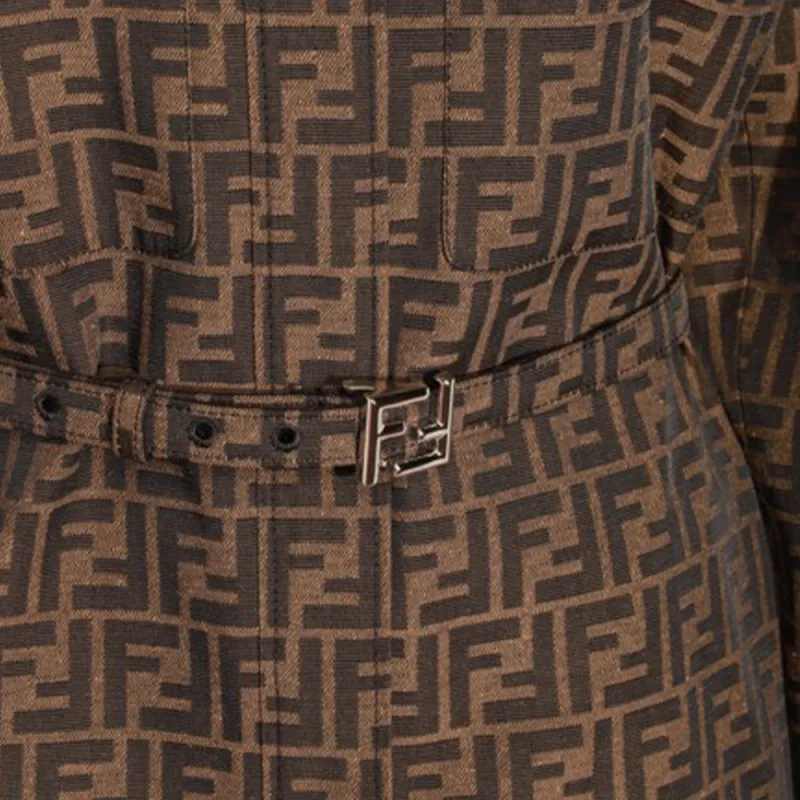 FENDI Ff Jacquard Belted Waist Jacket-6