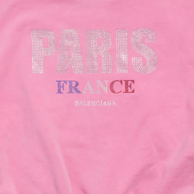 Balenciaga FW24 Sweatshirt Slim Fit Unisex Off-White Pink-2