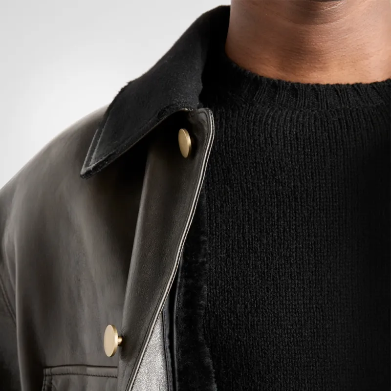 PRADA Leather Jacket Men's Olive Green-5