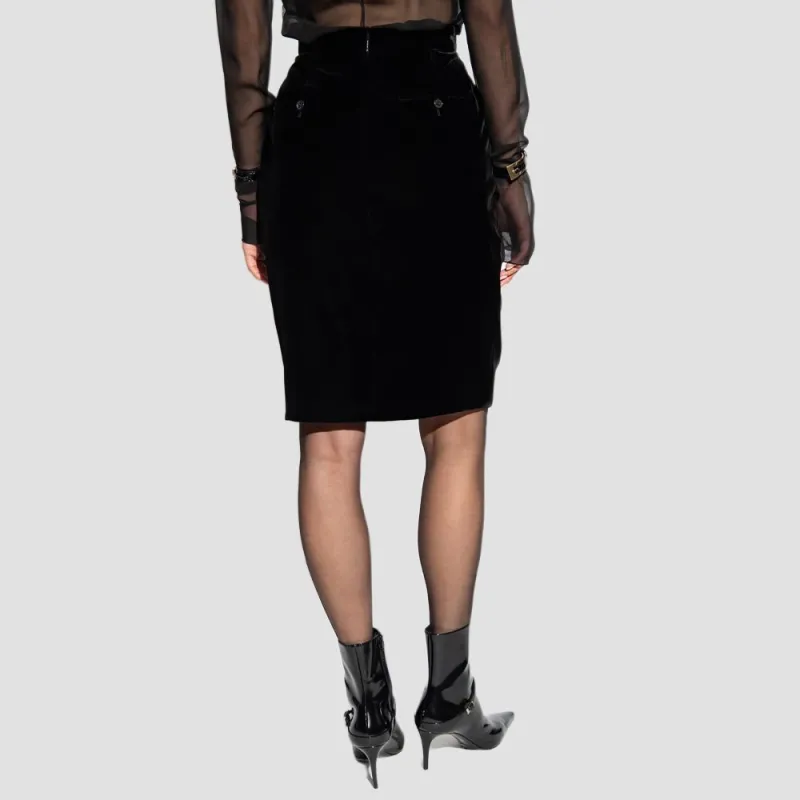 SAINT LAURENT Velvet Mini Pencil Skirt-3