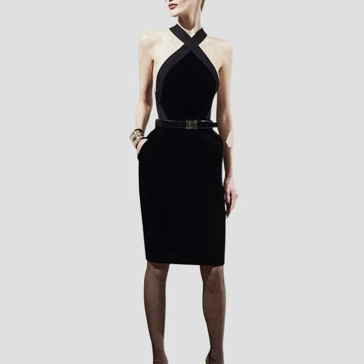 SAINT LAURENT Velvet Mini Pencil Skirt-2