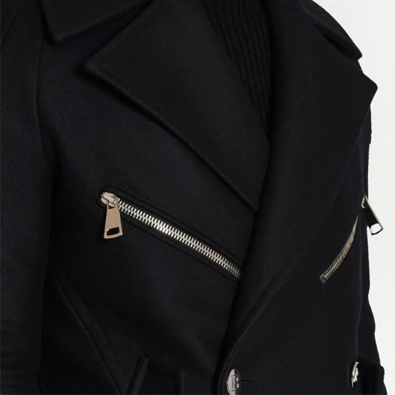 BALMAIN Zip detail Double breasted Coat-2