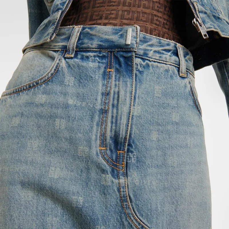 GIVENCHY Denim Long Skirt Women's Blue-4