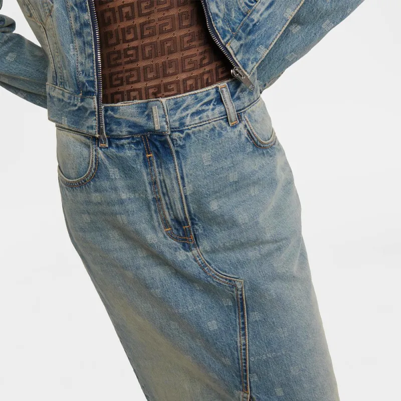 GIVENCHY Denim Long Skirt Women's Blue-5